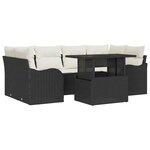 vidaXL Ensemble de canapé de jardin avec coussin 7 Pièces Noir Poly rotin