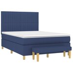 vidaXL Sommier à lattes de lit avec matelas Bleu 140x200 cm Tissu