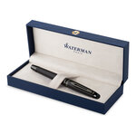 Waterman expert stylo plume  noir métallisé  plume moyenne  encre bleue  coffret cadeau