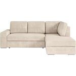 Canapé d'angle droit convertible ARTEMIS 4 places - Velours côtelé beige - 246 x 174 x 96 cm