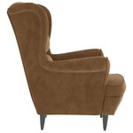 vidaXL Fauteuil à oreilles avec tabouret marron velours