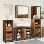 vidaXL Ensemble de mobilier de salle de bain 4 Pièces Bois Ancien