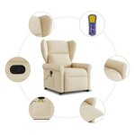 vidaXL Fauteuil inclinable de massage Crème Tissu