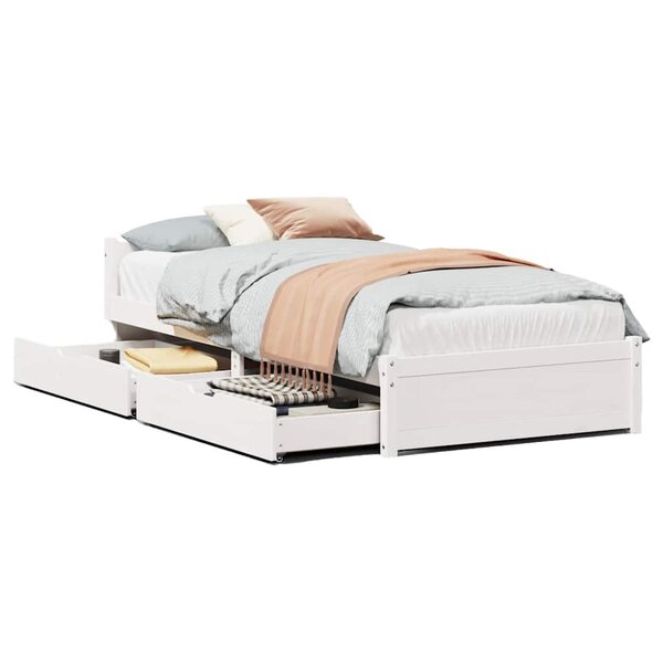 vidaXL Cadre de lit sans matelas blanc 90x190 cm bois de pin massif