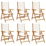 vidaXL Chaises inclinables de jardin lot de 6 tissu et bois massif