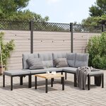 vidaXL Salon de jardin avec coussins 5 Pièces noir acier enduit de poudre