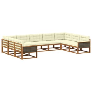 vidaXL Ensemble de canapés d'extérieur 9 pc Naturel et Crème