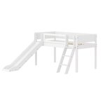 Flexa WHITE Lit mi-hauteur avec echelle inclinee et toboggan 90 x 200 cm Barriere a barreaux Blanc