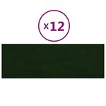 vidaXL Panneaux muraux 12 Pièces Vert foncé 90x30 cm Velours 3 24 m²