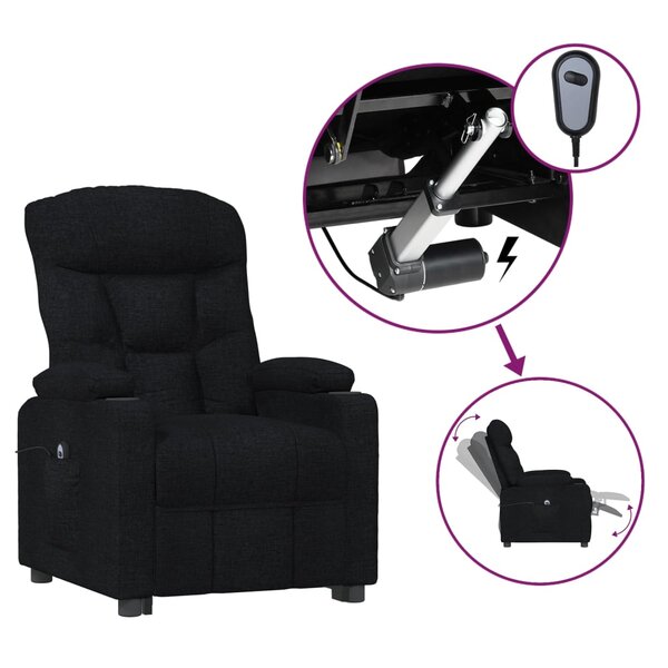 vidaXL Fauteuil inclinable électrique Noir Tissu