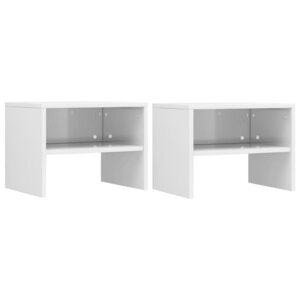 vidaXL Tables de chevet 2Pièces Blanc brillant 40x30x30cm Bois ingénierie