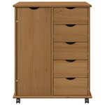 vidaXL Cabinet roulant avec roue Marron miel 63 5 x 39 x 79 cm