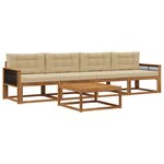 vidaXL Ensemble de canapés d'extérieur 5 Pièces Naturel et Beige
