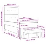 Lit à ressorts vidaXL avec matelas et banc marron foncé 100x200 cm en tissu