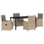 vidaXL Ensemble de salle à manger pour jardin 5 Pièces Beige polyrotin