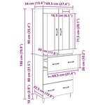 vidaXL Haut Armoire avec tiroir Chêne artisanal 69 5 x 34 x 180 cm