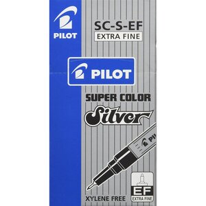 Marqueur permanent Super Color Pointe extra fine Argent x 12 PILOT