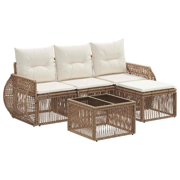 vidaXL Ensemble de canapé de jardin 5 Pièces Beige et blanc crème