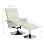 vidaXL Fauteuil inclinable avec repose-pied Crème Similicuir