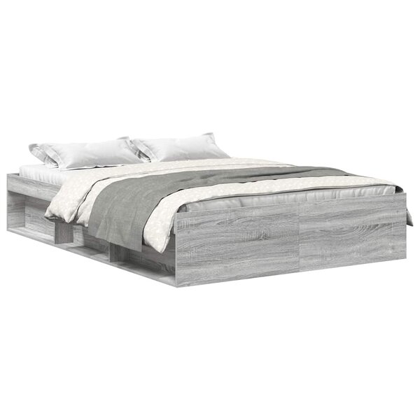 vidaXL Cadre de lit sans matelas sonoma gris 150x200 cm