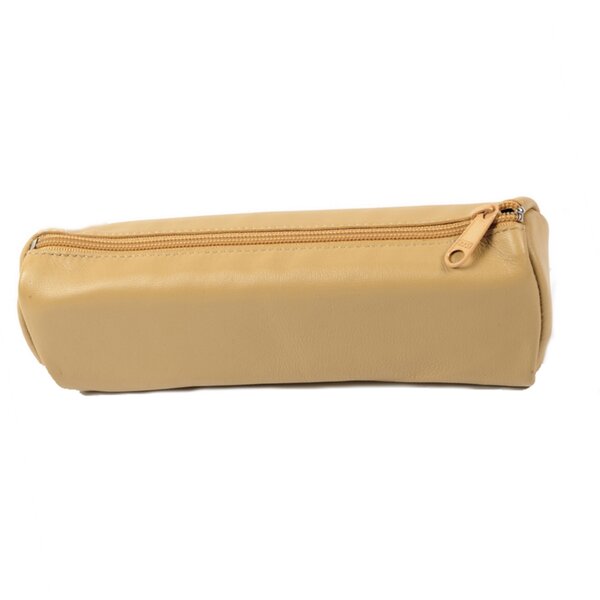 Trousse fourre tout trapèze 21 x 7 x 6 cm cuir  - beige