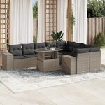 vidaXL Salon de jardin avec coussins 10 Pièces gris clair résine tressée