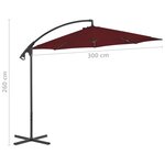 vidaXL Parasol de jardin en porte-à-faux mât en acier rouge bordeaux