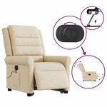 vidaXL Fauteuil inclinable de massage électrique Crème Tissu