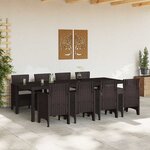 vidaXL Ensemble de salle à manger pour jardin 9 Pièces Marron Rattan Polt