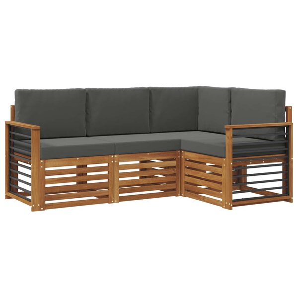 vidaXL Ensemble de canapés d'extérieur 4 pc Naturel et Anthracite