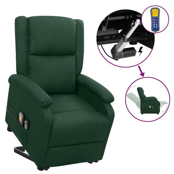 vidaXL Fauteuil de massage Vert foncé Tissu