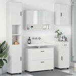 vidaXL Ensemble de mobilier de salle de bain avec tiroir 5 Pièces Blanc