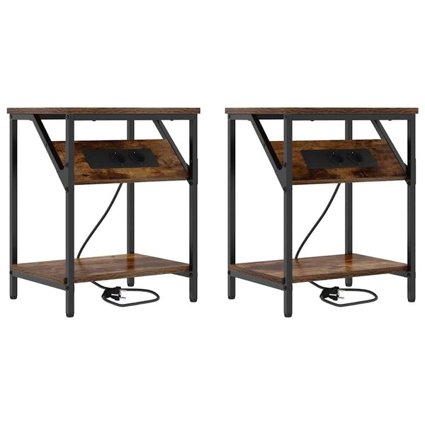 vidaXL Cabinet de chevet 2 Pièces Chêne fumé 38 x 30 x 48 cm