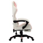 Chaise fauteuil siège pivotante de bureau informatique étude de jeux vidéo et repose-pied Rose et similicuir rose 02_0024224