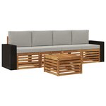 vidaXL Ensemble de canapés d'extérieur 5 pc Naturel et gris clair