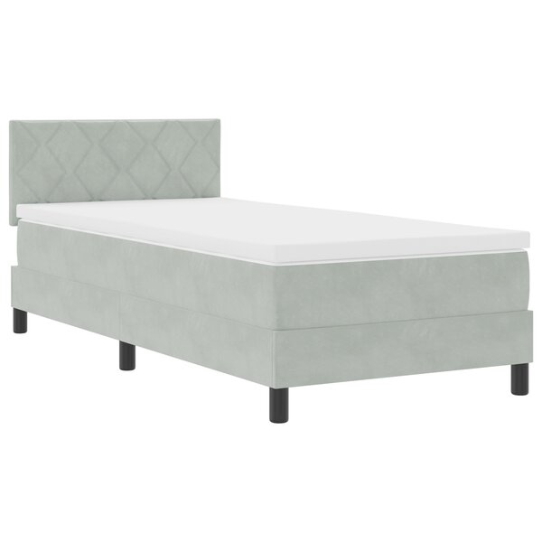 vidaXL Lit à sommier avec matelas & LED Gris clair 100x200 cm Velours