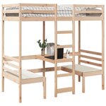 vidaXL Lit mezzanine avec bureau et chaises 90x200 cm pin massif