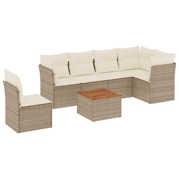 vidaXL Salon de jardin avec coussins 7 Pièces beige résine tressée
