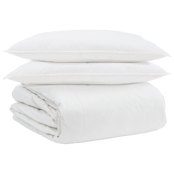 vidaXL Ensemble de Duvet avec oreiller 3 pc Blanc Plume de canard