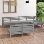 vidaXL Salon de jardin 8 Pièces Bois de pin massif Gris