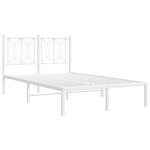 vidaXL Cadre de lit métal avec tête de lit blanc 120x190 cm