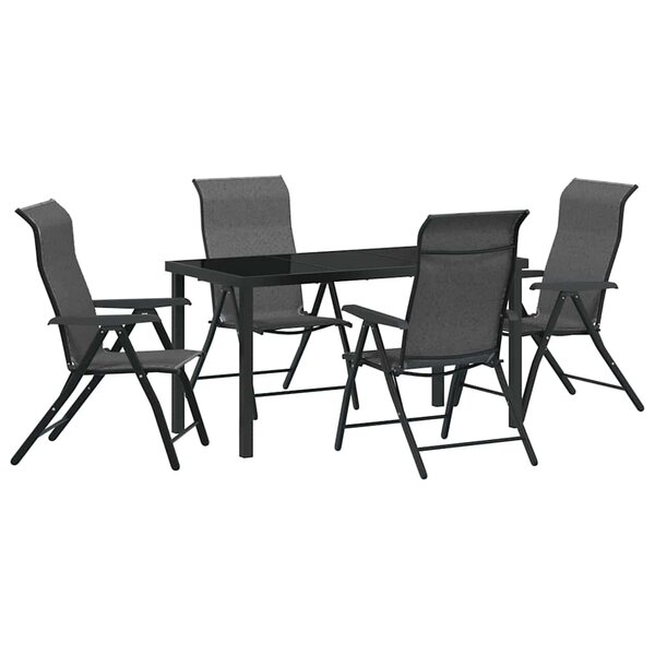 vidaXL Ensemble de salle à manger pour jardin 5 Pièces Gris Poly rotin