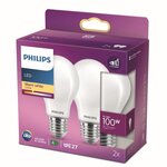 Philips ampoule led equivalent100w e27 blanc chaud non dimmable  verre  lot de 2