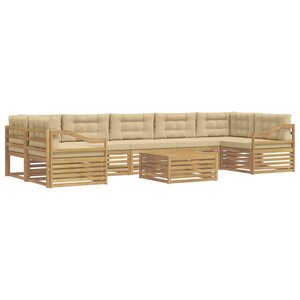 vidaXL Ensemble de canapés d'extérieur 8 pc Blanc et Beige