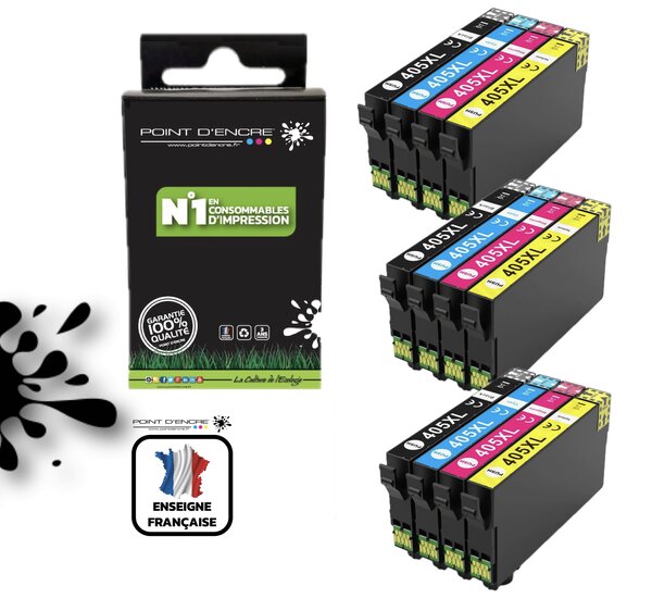3 X 405XL - Valise - Pack de 4 Cartouches D'encre Noir/Cyan/Magenta/ Jaune - Grande capacité