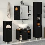 vidaXL Ensemble de mobilier de salle de bain avec étagère 4 Pièces Noir
