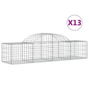 vidaXL Paniers à gabions arqués 13 Pièces 200x50x40/60 cm fer galvanisé