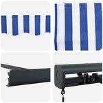 vidaXL Auvent Rétractable Bleu et Blanc 450 × 300 cm Tissu et Métal