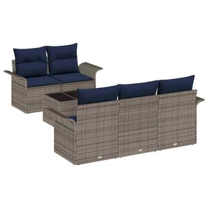 vidaXL Ensemble de canapé de jardin 6 Pièces Gris Poly rotin