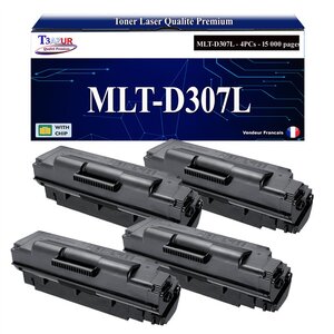 T3AZUR -4x Toners compatibles avec Samsung MLT-D307L MLTD307L pour Samsung ML-4510 ML-4510ND ML-4512ND ML-5010 ML-5010ND ML-5012ND ML-5015 ML-5015ND ML-5017ND